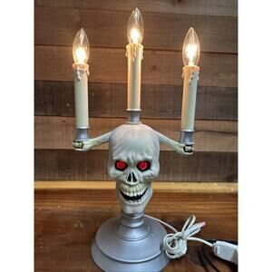 VTG Skull Trendmasters HallowScream Haunted Candelabra Halloween Decor 90s Glow